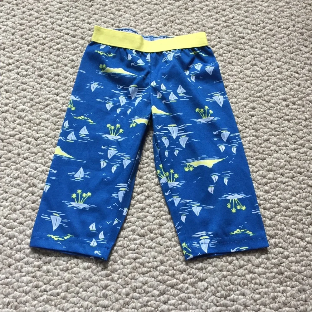 Carter's Baby Girl Size 12 Months Nautical Sailboat‎ Pajama Top Pants Shorts Set